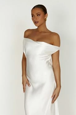 Yvette Slip Maxi Dress With Asymmetrical Hem - White 12 Yvette Slip Maxi Dress With Asymmetrical Hem - White -Meshki Shop 20230417 meshki ecomm new luxelounge2646