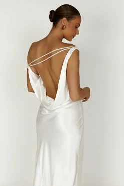 Yvette Slip Maxi Dress With Asymmetrical Hem - White 11 Yvette Slip Maxi Dress With Asymmetrical Hem - White -Meshki Shop 20230417 meshki ecomm new luxelounge2651