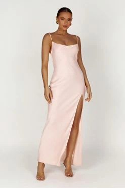 Jade Cowl Neck Backless Maxi Dress - Apricot