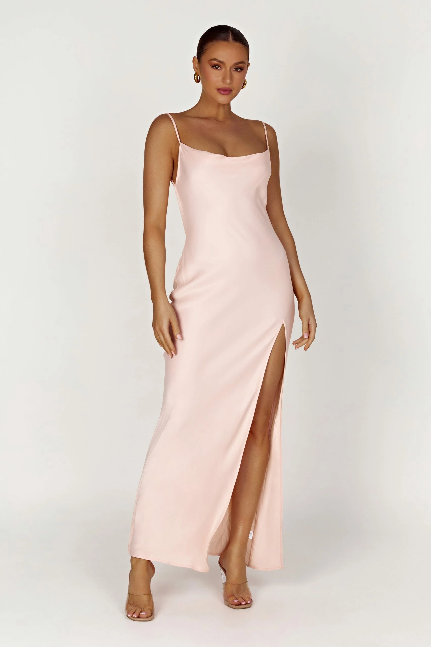 Jade Cowl Neck Backless Maxi Dress - Apricot 3 Jade Cowl Neck Backless Maxi Dress - Apricot