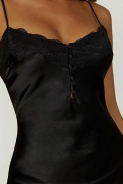 Vesta Lace Satin Dress - Black -Meshki Shop 20230418 meshki ecomm deesee katie2868