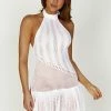BSD Tash Mixed Yarn Halter Mini Dress - White -Meshki Shop 20230418 meshki ecomm deesee katie3718