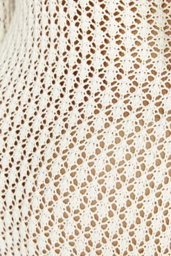 Kayleigh Crochet Fishtail Flare Sleeve Dress - White -Meshki Shop 20230418 meshki ecomm deesee katie3779