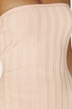 Dolce Extreme Rib Strapless Midi Dress - Apricot -Meshki Shop 20230418 meshki ecomm deesee katie4533