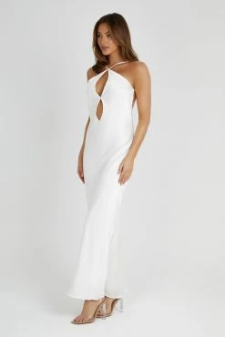 Lucia Satin Cut Out Maxi Dress - White -Meshki Shop 20230511 meshki ecomm deesee6913
