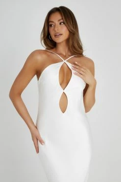 Lucia Satin Cut Out Maxi Dress - White -Meshki Shop 20230511 meshki ecomm deesee6926