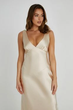 Nadia Maxi Satin Dress With Back Cowl - Gold 18 Nadia Maxi Satin Dress With Back Cowl - Gold -Meshki Shop 20230511 meshki ecomm deesee6981copy