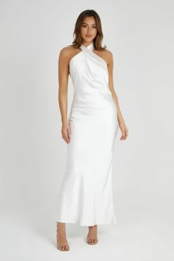Laura Halter Satin Gown - White -Meshki Shop 20230511 meshki ecomm deesee7077