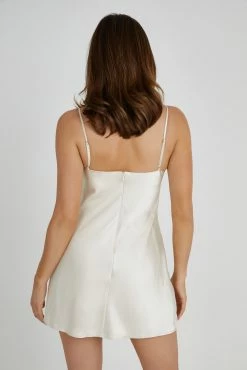 Zahli Top Stitch Satin Mini Dress - Ivory -Meshki Shop 20230511 meshki ecomm deesee7210