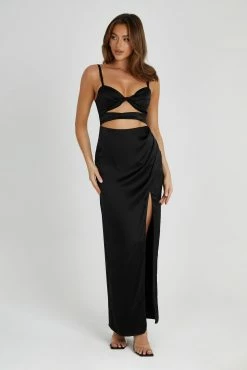 Cleo Satin Dress - Black -Meshki Shop 20230511 meshki ecomm deesee7550