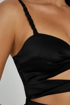 Cleo Satin Dress - Black -Meshki Shop 20230511 meshki ecomm deesee7594