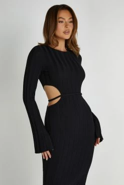 Elodie Knit Midi Dress - Black -Meshki Shop 20230512 meshki ecomm desee9022