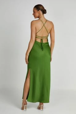 Sydney Straight Neck Slip Maxi Dress - Emerald -Meshki Shop 20230515 meshki ecomm new reshoots10218