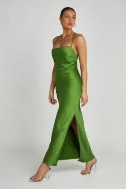 Sydney Straight Neck Slip Maxi Dress - Emerald -Meshki Shop 20230515 meshki ecomm new reshoots10223