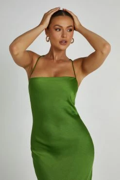 Sydney Straight Neck Slip Maxi Dress - Emerald -Meshki Shop 20230515 meshki ecomm new reshoots10224