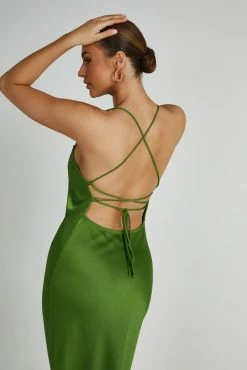Sydney Straight Neck Slip Maxi Dress - Emerald -Meshki Shop 20230515 meshki ecomm new reshoots10236