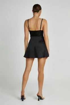 Kerrie Mini Halter Satin And Lace Dress - Black 14 Kerrie Mini Halter Satin And Lace Dress - Black -Meshki Shop 20230515 meshki ecomm new reshoots10248