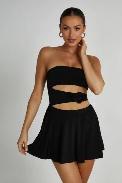 BSD Montanna Strapless Rose Mini Dress - Black
