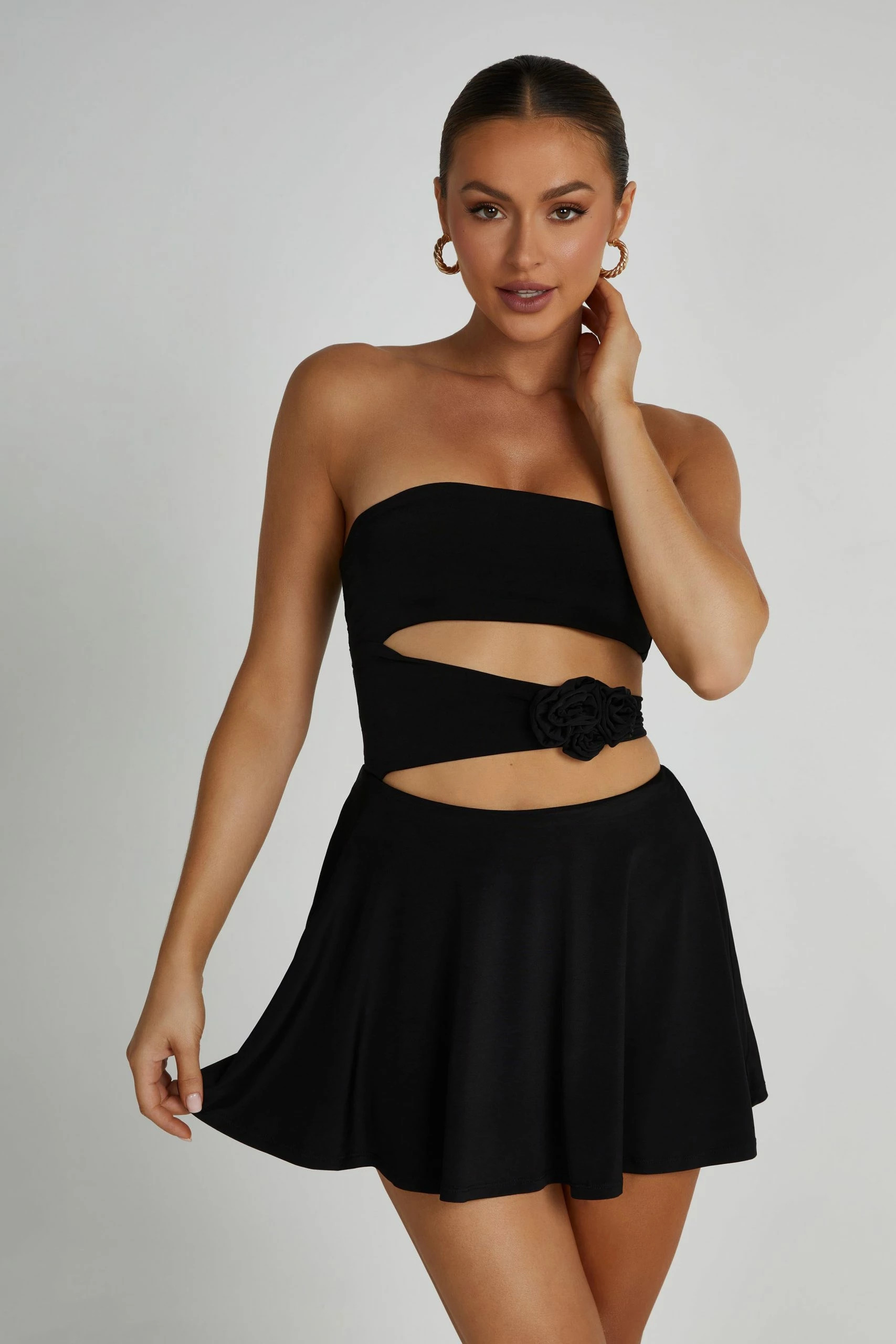 BSD Montanna Strapless Rose Mini Dress - Black 3 BSD Montanna Strapless Rose Mini Dress - Black