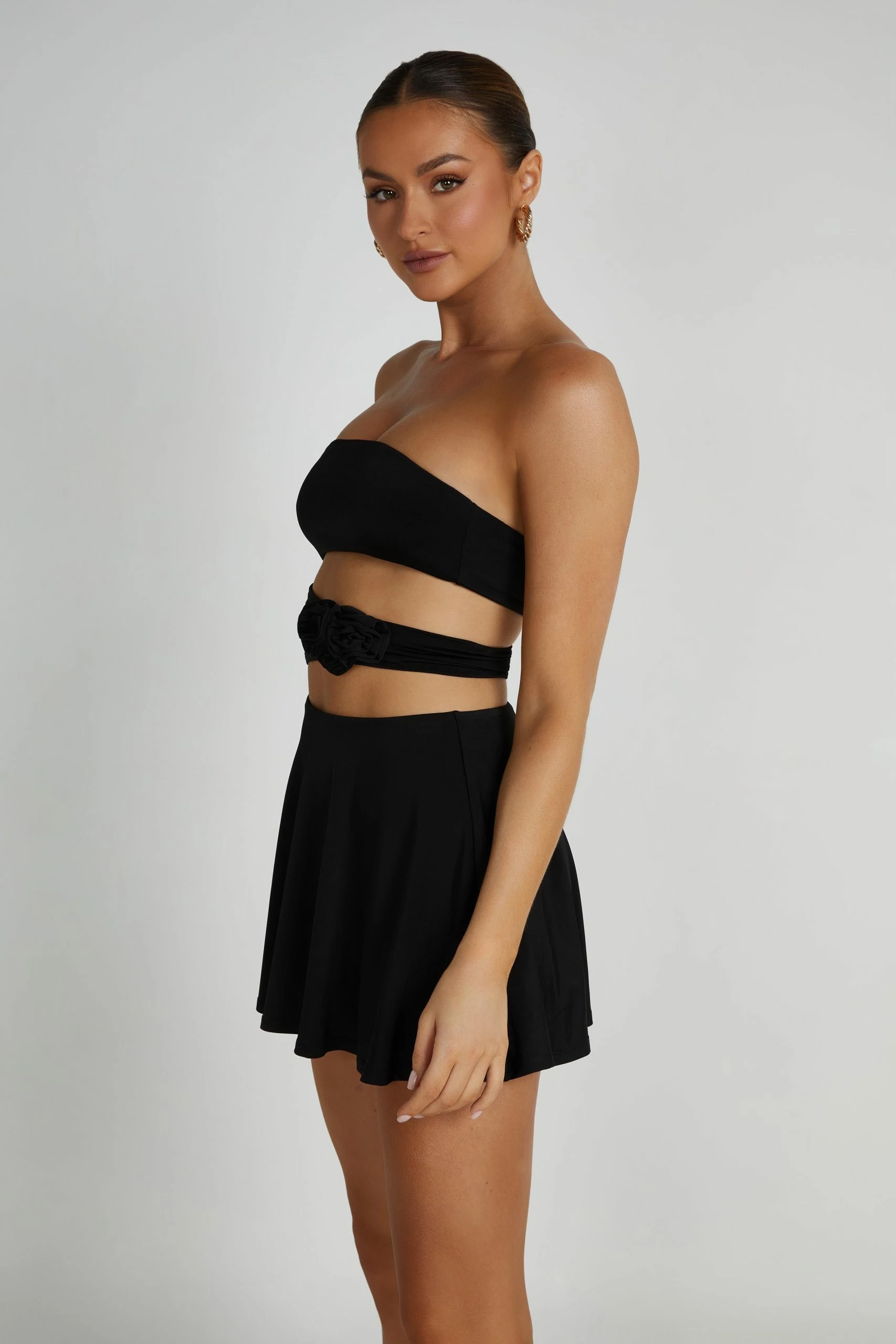 BSD Montanna Strapless Rose Mini Dress - Black 6 BSD Montanna Strapless Rose Mini Dress - Black - Image 4