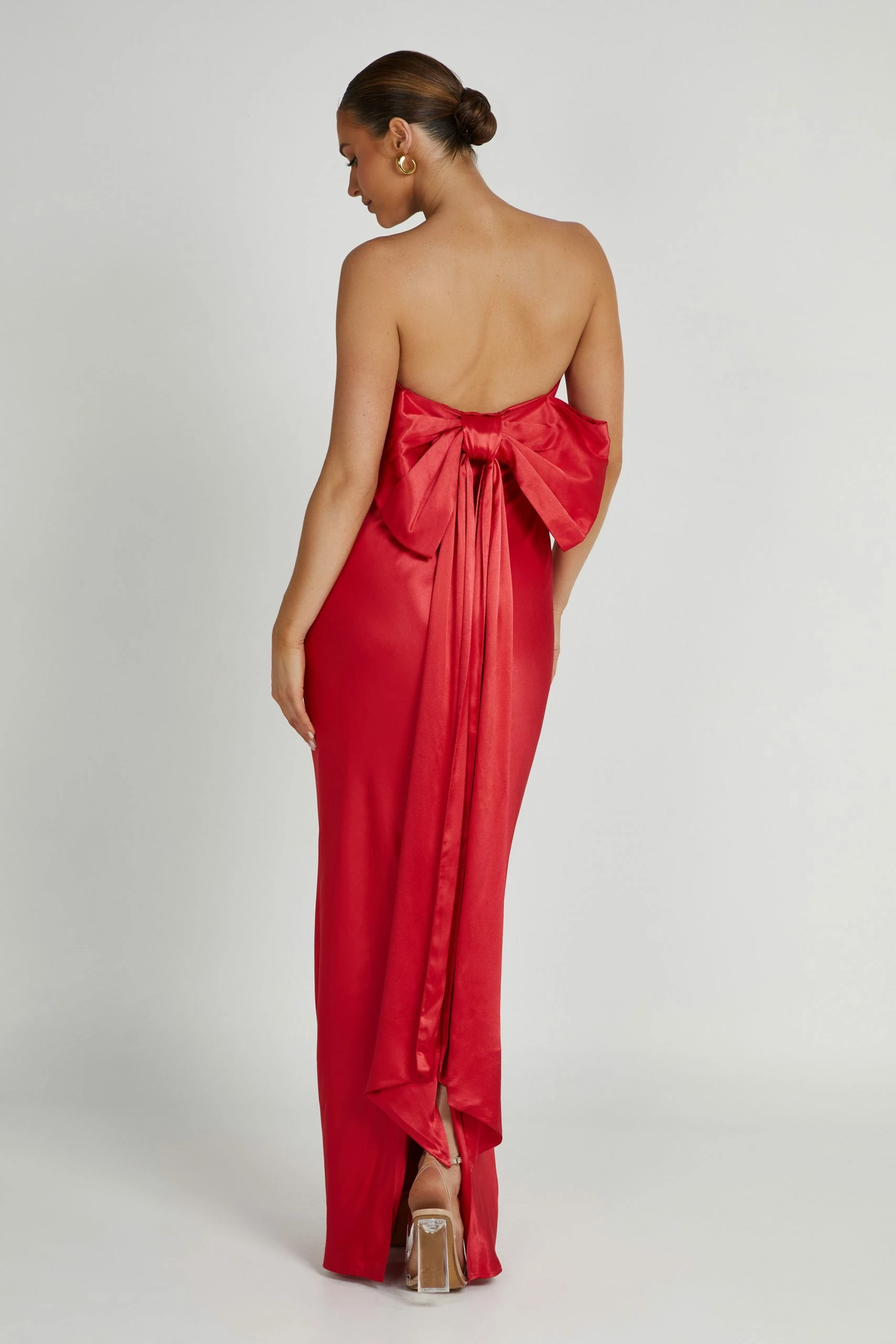 Rochelle Bow Back Satin Maxi Dress - Red 5 Rochelle Bow Back Satin Maxi Dress - Red - Image 3
