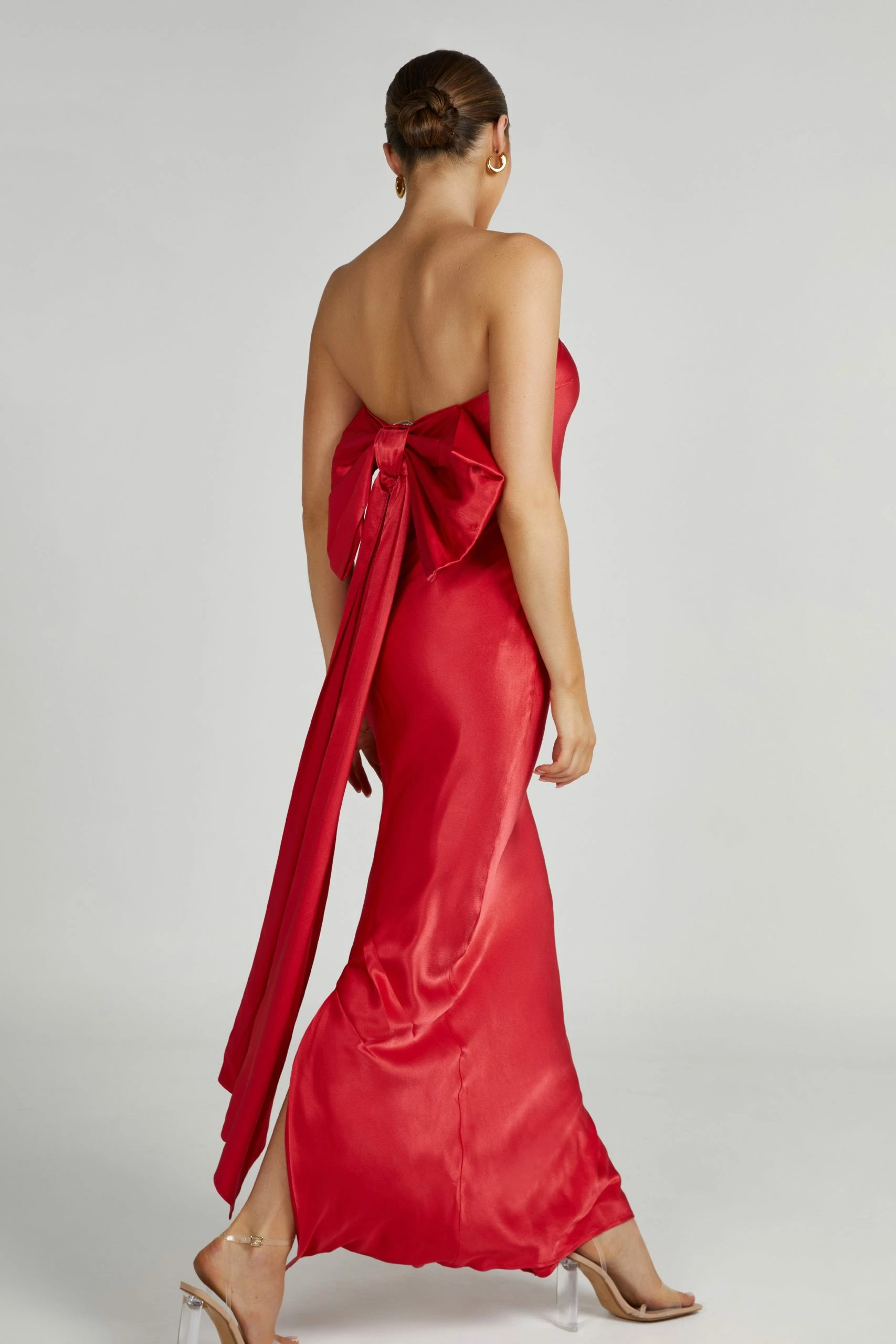 Rochelle Bow Back Satin Maxi Dress - Red 7 Rochelle Bow Back Satin Maxi Dress - Red - Image 5