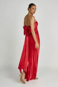 Rochelle Bow Back Satin Maxi Dress - Red 16 Rochelle Bow Back Satin Maxi Dress - Red -Meshki Shop 20230515 meshki ecomm new reshoots10668