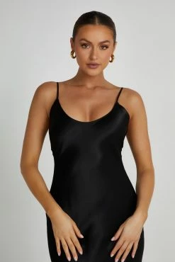 Kailey Low Back Maxi Dress With Detachable Bow Train - Black -Meshki Shop 20230515 meshki ecomm new reshoots10836