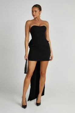 Meredith Strapless Bow Mini Dress - Black -Meshki Shop 20230515 meshki ecomm new reshoots10938