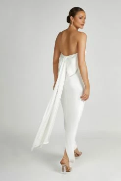 Rochelle Bow Back Satin Maxi Dress - White -Meshki Shop 20230515 meshki ecomm new reshoots11112
