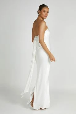 Rochelle Bow Back Satin Maxi Dress - White -Meshki Shop 20230515 meshki ecomm new reshoots11127