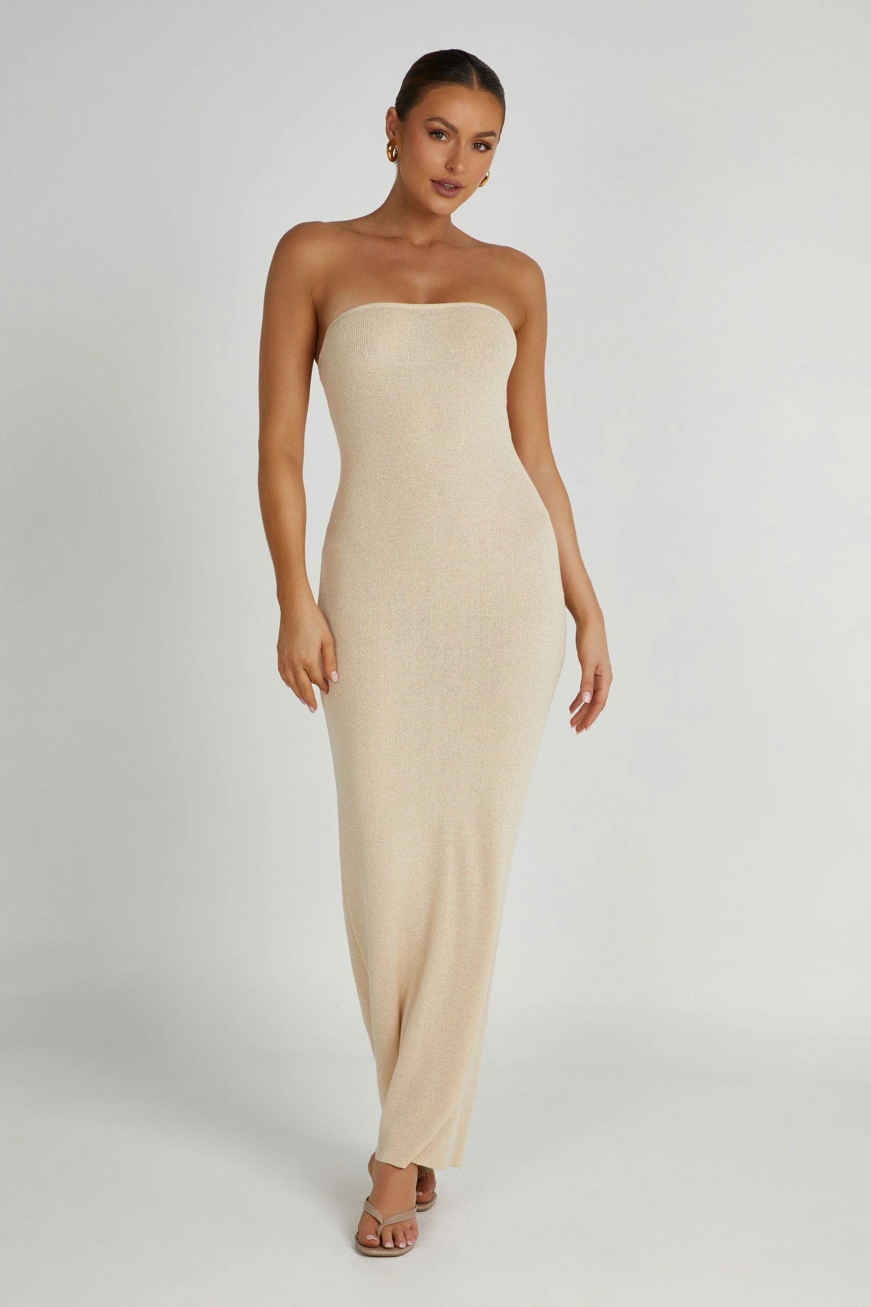 Emmy Strapless Knit Maxi Dress - Wheat 3 Emmy Strapless Knit Maxi Dress - Wheat