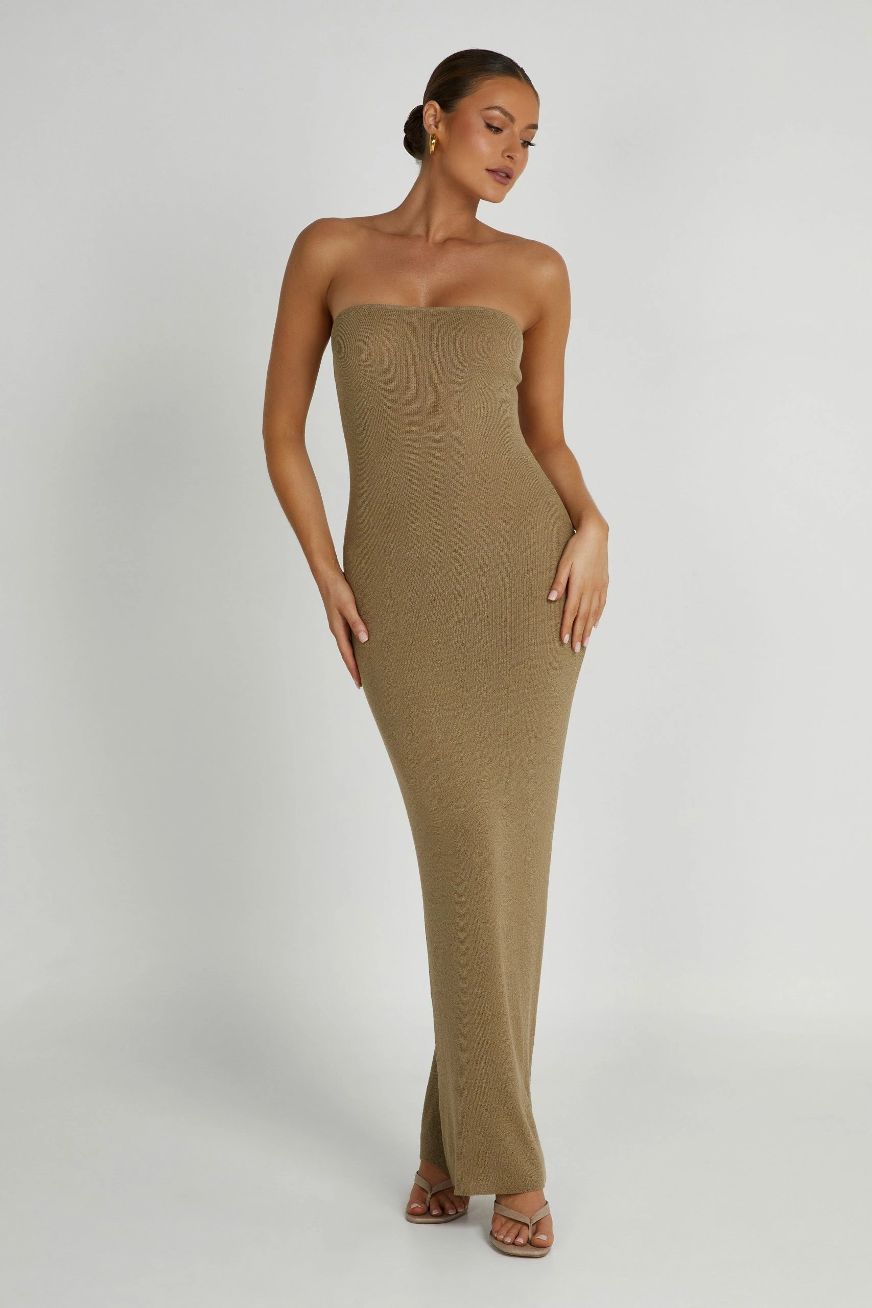 Emmy Strapless Knit Maxi Dress - Olive 5 Emmy Strapless Knit Maxi Dress - Olive - Image 3