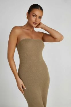 Emmy Strapless Knit Maxi Dress - Olive 16 Emmy Strapless Knit Maxi Dress - Olive -Meshki Shop 20230515 meshki ecomm new reshoots11209