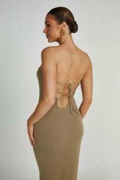 Emmy Strapless Knit Maxi Dress - Olive 14 Emmy Strapless Knit Maxi Dress - Olive -Meshki Shop 20230515 meshki ecomm new reshoots11219