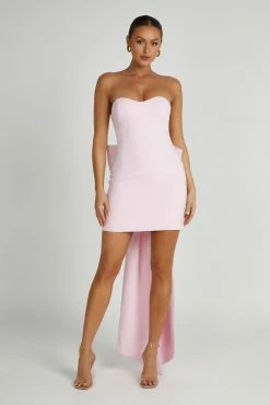 Meredith Strapless Bow Mini Dress - Blush Pink -Meshki Shop 20230515 meshki ecomm new reshoots11259