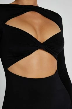 Eleanor Twist Front Mini Dress - Black 14 Eleanor Twist Front Mini Dress - Black -Meshki Shop 20230602 meshki ecomm eofy1370