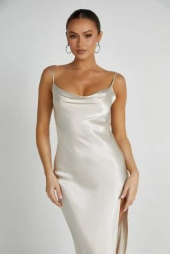 Jade Cowl Neck Backless Maxi Dress - Sand -Meshki Shop 20230602 meshki ecomm eofy1465