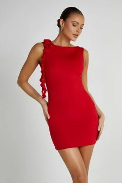 BSD Bronte Backless Rose Mini Dress - Red
