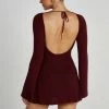 Zahra Long Sleeve Open Back Mini Knit Dress - Berry 2 Zahra Long Sleeve Open Back Mini Knit Dress - Berry -Meshki Shop 20230608 meshki july collection0435