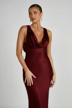 Angelique Satin Cowl Back Maxi Dress - Berry 15 Angelique Satin Cowl Back Maxi Dress - Berry -Meshki Shop 20230608 meshki july collection0562
