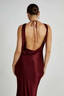 Angelique Satin Cowl Back Maxi Dress - Berry 16 Angelique Satin Cowl Back Maxi Dress - Berry -Meshki Shop 20230608 meshki july collection0567