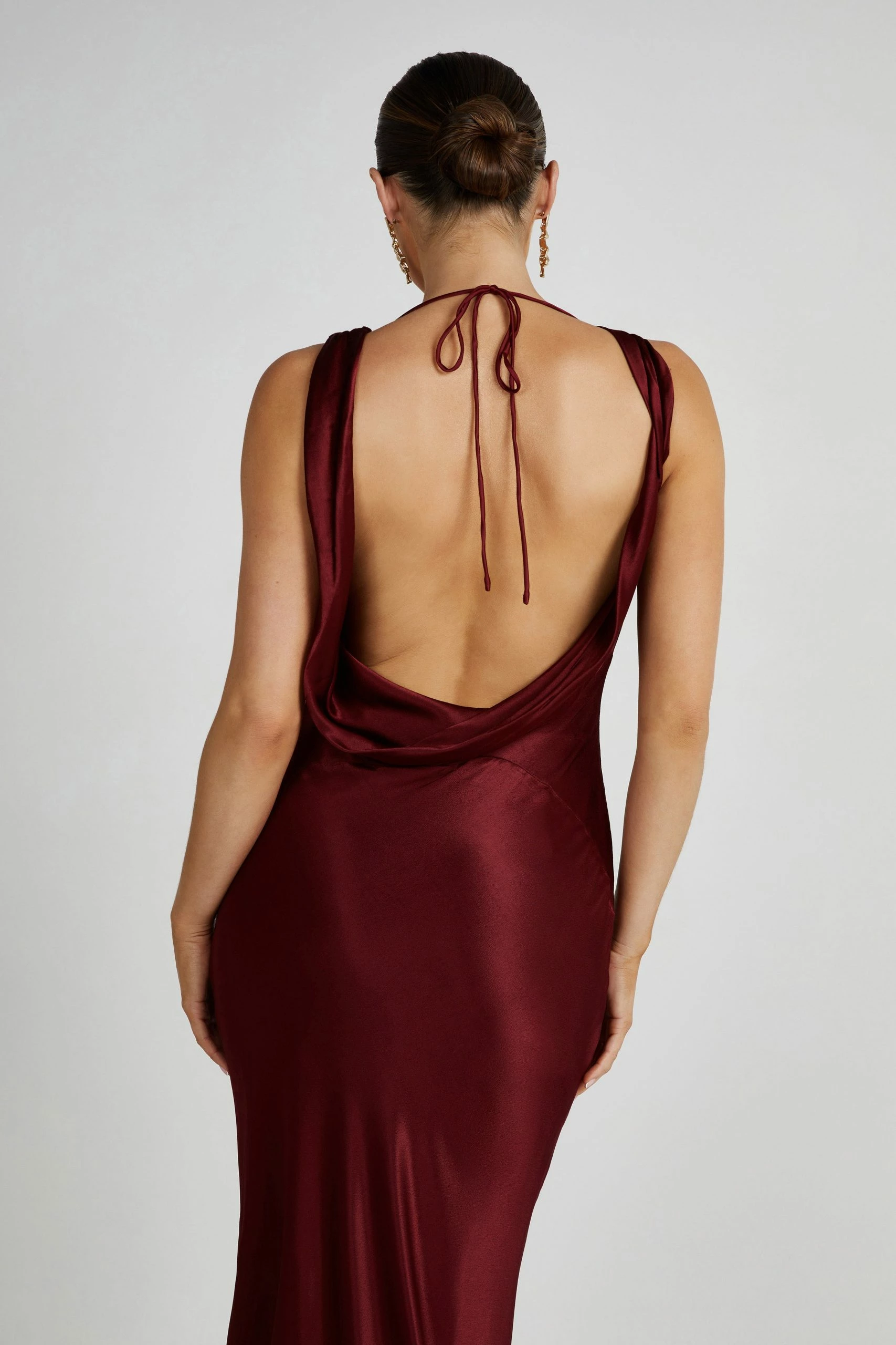 Angelique Satin Cowl Back Maxi Dress - Berry 8 Angelique Satin Cowl Back Maxi Dress - Berry - Image 6