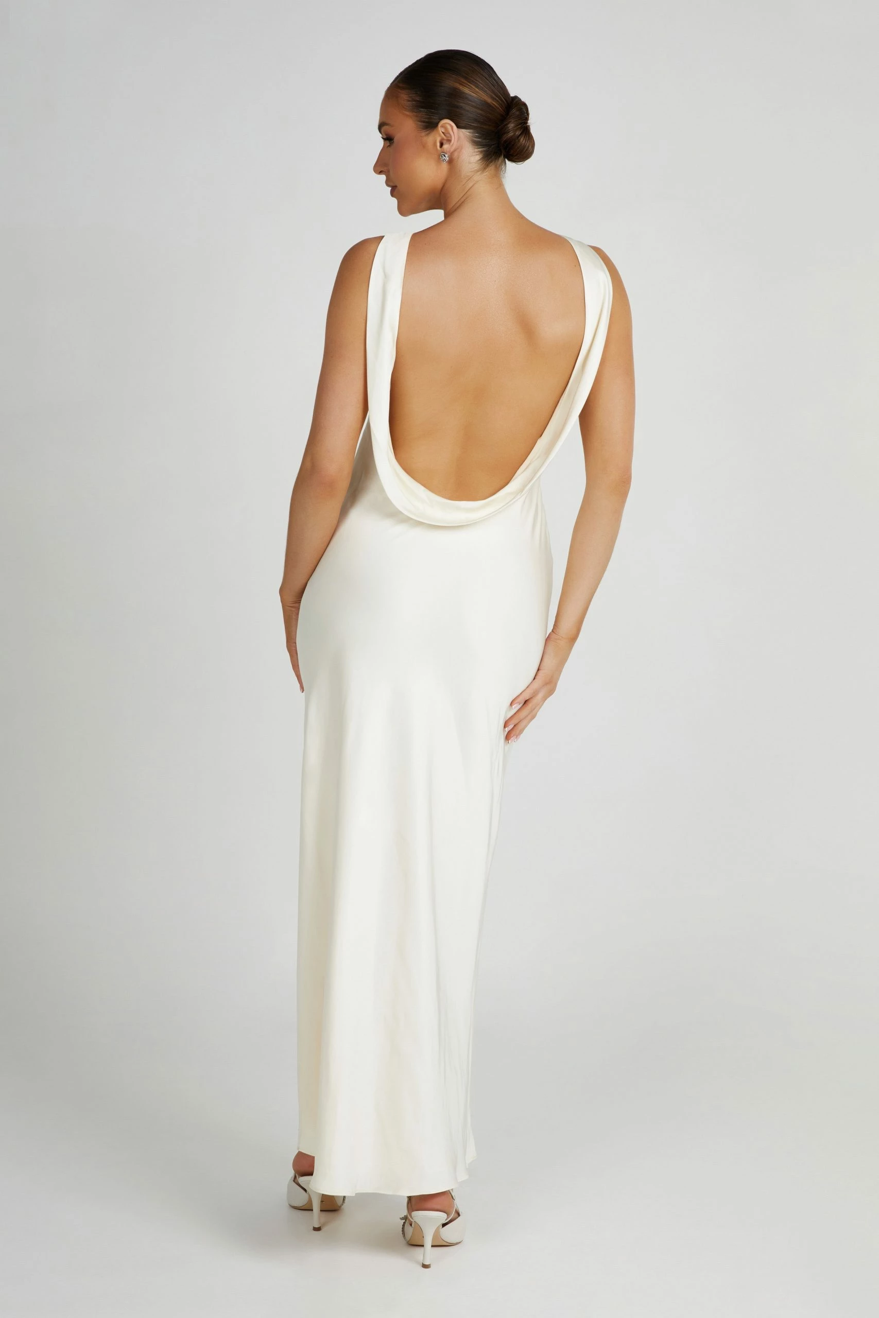 Gemima Satin Maxi Dress With Split - Ivory 4 Gemima Satin Maxi Dress With Split - Ivory - Image 2