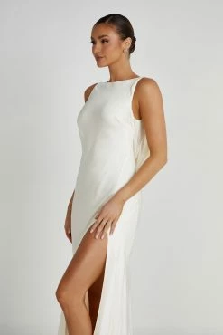 Gemima Satin Maxi Dress With Split - Ivory 16 Gemima Satin Maxi Dress With Split - Ivory -Meshki Shop 20230608 meshki july collection0604