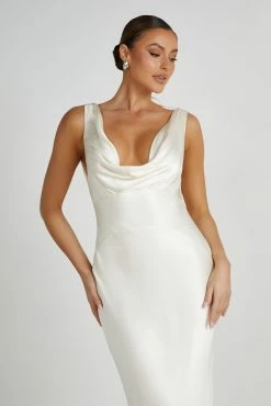 Angelique Satin Cowl Back Maxi Dress - Ivory 13 Angelique Satin Cowl Back Maxi Dress - Ivory -Meshki Shop 20230608 meshki july collection0678