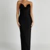 Melissa Satin Cowl Front Maxi Dress - Black -Meshki Shop 20230608 meshki july collection0907