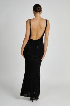 BSD Pam Square Diamante Maxi Dress - Black -Meshki Shop 20230608 meshki july collection0957