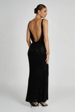 BSD Pam Square Diamante Maxi Dress - Black