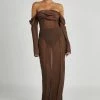 Ivanna Off Shoulder Chiffon Maxi Dress - Mocha 1 Ivanna Off Shoulder Chiffon Maxi Dress - Mocha -Meshki Shop 20230608 meshki july collection1216